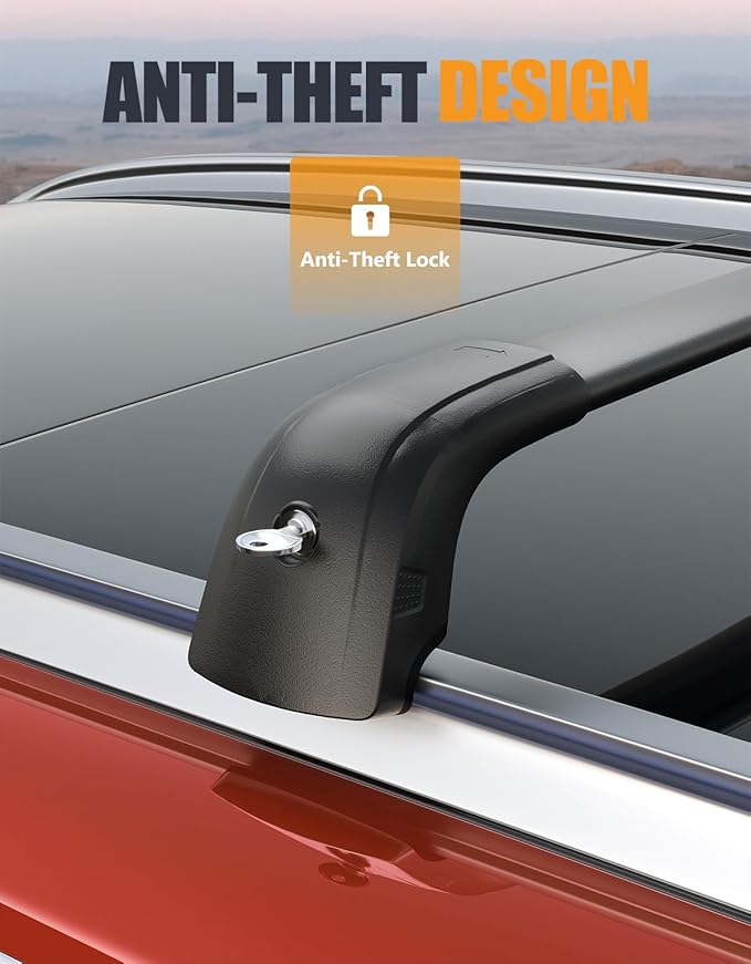 KINGGERI 300lbs Roof Rack Cross Bars Compatible with Kia NIRO 2023 2024 2025 2026 with Flush Side Rails, Lockable Heavy Duty Aluminum Roof Rails Crossbars Rooftop Cargo Carrier Luggage Black