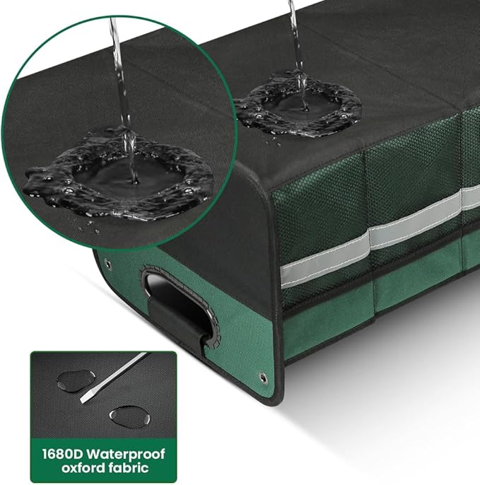 WINHUNT Car Trunk Organizer, Car Storage Organizer, Collapsible Multi Compartment for Car, Suv, Sedan, Truck, 100L, Extra Larger (Green, 50L)
