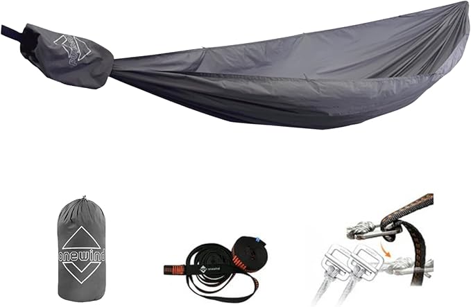 Onewind 11ft Ultralight Camping Hammock, Portable Hammock, 40D 1.7oz Nylon Ripstop with 2 * 12Ft Tree Straps for Camping Hiking Backpacking, 11' x 55" Rock Gray