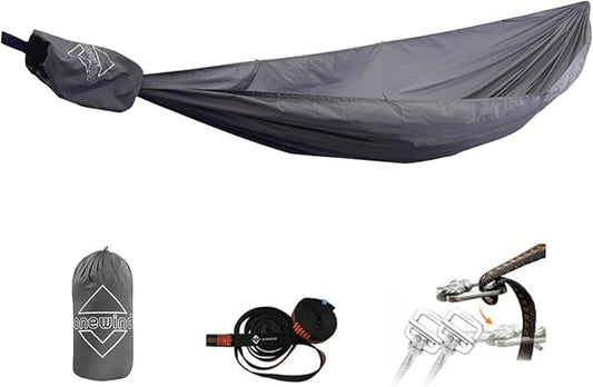 Onewind 11ft Ultralight Camping Hammock, Portable Hammock, 40D 1.7oz Nylon Ripstop with 2 * 12Ft Tree Straps for Camping Hiking Backpacking, 11' x 55" Rock Gray