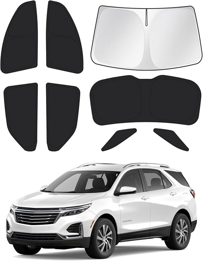 Canvcle Sunshades for 2018-2024 Chevrolet/Chevy Equinox Accessories Windshield Sunshade Side Rear Windows Sun Visor Privacy Protection Keep Vehicle Cool Black 8PCS