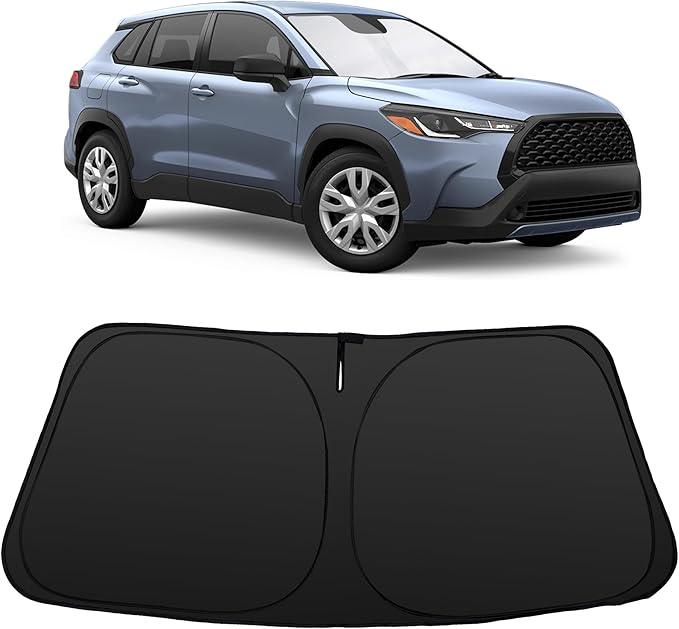 Windshield Sun Shade Accessories Compatible with 2022-2026 Corolla Cross(Not for Corolla) for Toyota Foldable Sunshade Sun Visor Blocks UV