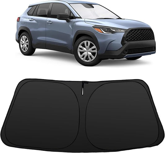 Windshield Sun Shade Accessories Compatible with 2022-2026 Corolla Cross(Not for Corolla) for Toyota Foldable Sunshade Sun Visor Blocks UV