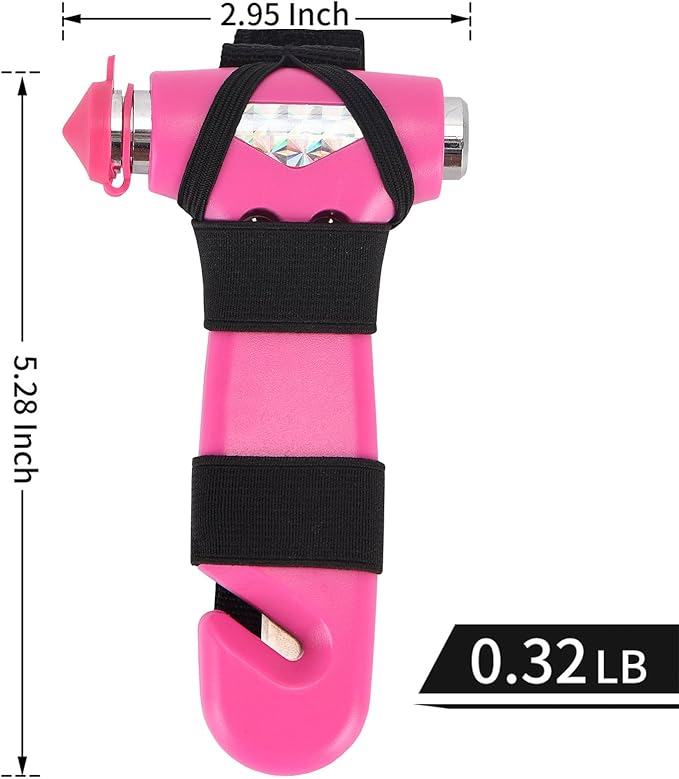 MOTORBUDDY 2 Pack Car Safety Hammer, Pink Emergency Escape Hammer with Window Breaker and Seatbelt Cutter for women,Interior Car Safety Escape Tool Accessories