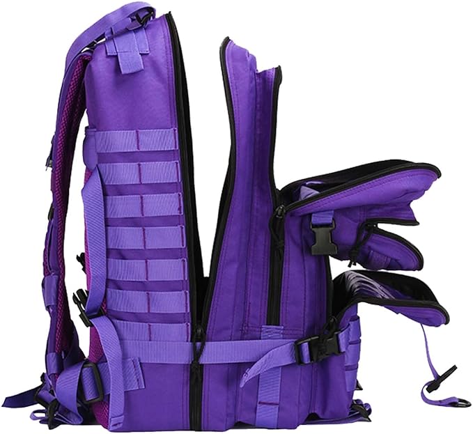 45L Military Tactical Backpack for Men & Women Bug Out Bag Assault pack Molle Daypack Hiking Trekking Rucksack(45L purple)