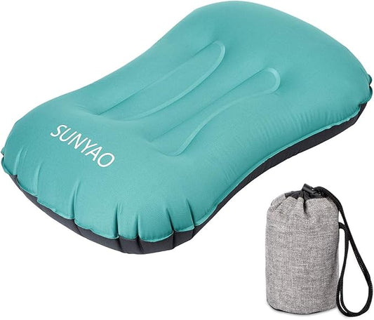 SUNYAO Ultralight Inflatable Camping Pillows - Compressible, Compact, Inflatable, Comfortable, Ergonomic Pillow for Neck & Lumbar Support While Camping,Backpacking,Hiking