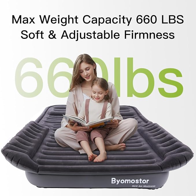 SUV Air Mattress with Wireless Removable 3-in-1 Built-in Pump & Mattress 'Wings' | 7-inch Height Car Mattress for Mid/Large SUVs, Trucks, Minivans, Supports 660lbs – Ideal for Road Trips & Camping