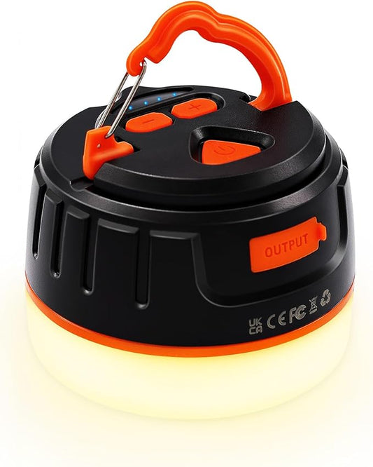 Yonktoo Rechargeable LED Camping Lantern, 300H Runtime, 6400mAh, IPX5 Waterproof Tent Light for Camping, Hiking, Power Outages, Home, Emergency - Standard Edition,Orange