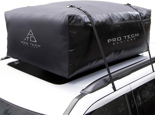 Voyager 18 Cubic Feet Waterproof Car Topper Luggage Carrier - Cargo Carrier for Top of Vehicle, Rooftop Cargo Bag Use with or Without Roof Rack, UV-Protected, 48 x 36 x 18 in, 4 Straps Included