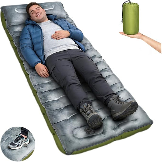 Sleeping Pad, 6 Inch Velvet Sleeping Mat Camping Self Inflating Sleeping Pad for Camping Built-in Foot Pump, Compact Ultralight Sleeping Pad Backpacking for Travel Hiking Tent Outdoor Camp Gear