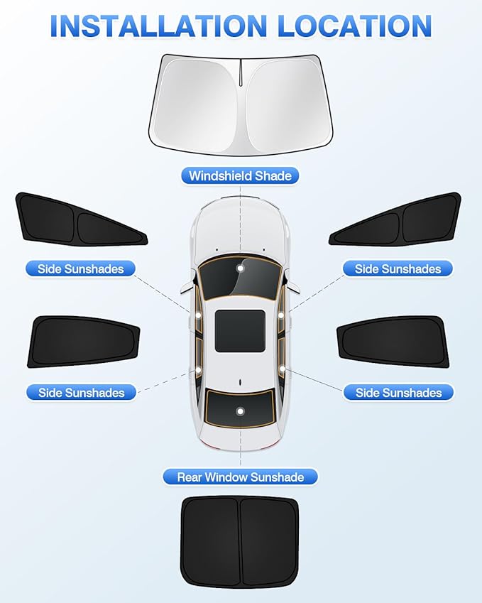 Canvcle Sunshades for Toyota Prius 2023-2025 2026 Accessories Windshield Sun Shade Side Rear Window Shade Cover Sun Visor Shield Privacy Protection Keep Vehicle Cool Black 6PCS