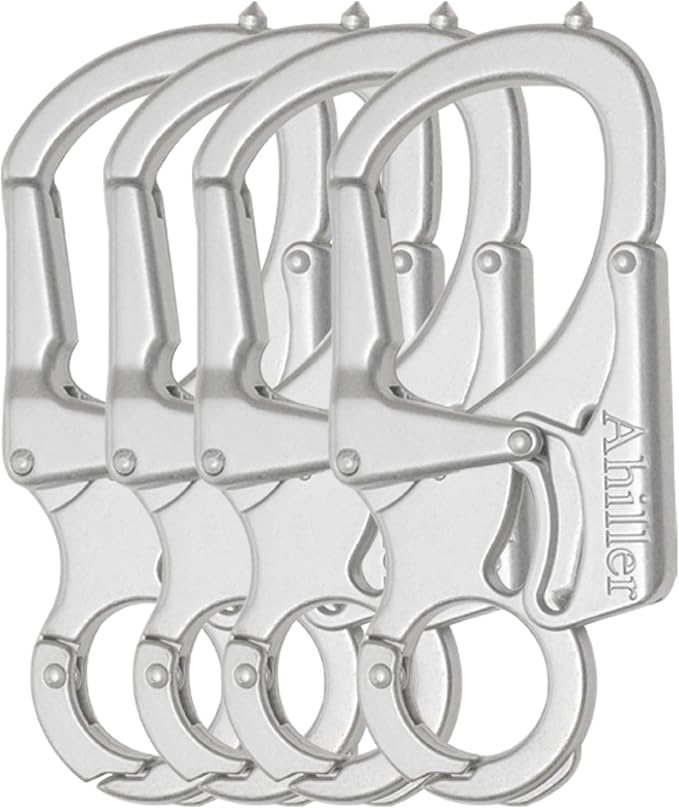 Ahiller Carabiner Keychain Clip, Double Lock Designed - Tungsten Steel Tip, Multifounction Tools for Camping, Hiking, Fishing, Outdoor Survival