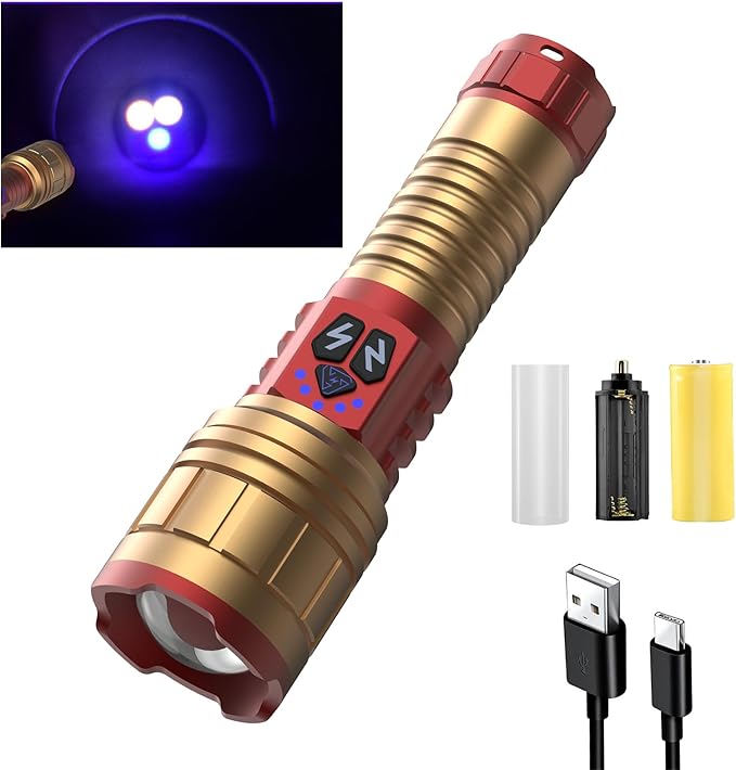 iodoo 3 in 1 Rechargeable Flashlight True 5000 Lumens Outdoor Strong Cob Light, 5000mAh Zoomable Beam LED Flash Light with Magnet Power Failure Emergency Survival Kits Snowstorm (6 in 1)
