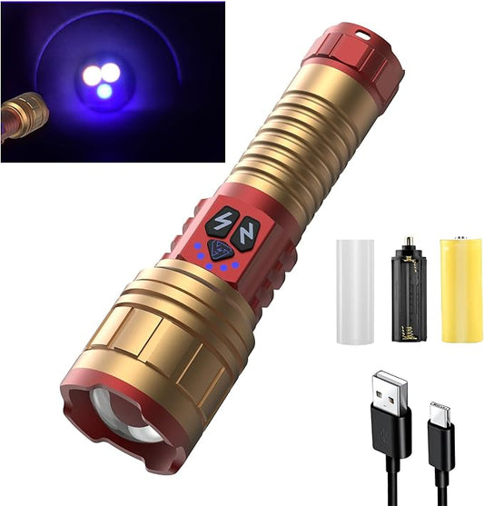 iodoo 3 in 1 Rechargeable Flashlight True 5000 Lumens Outdoor Strong Cob Light, 5000mAh Zoomable Beam LED Flash Light with Magnet Power Failure Emergency Survival Kits Snowstorm (6 in 1)