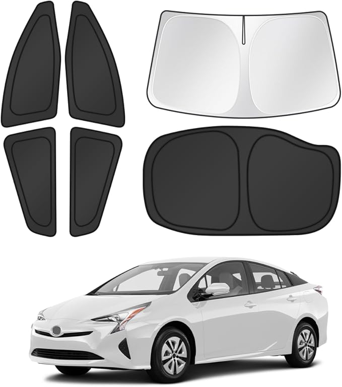 Canvcle Window Shades for 2016-2022 Toyota Prius Hatchback Accessories Windshield Sun Shade Side Rear Window Cover Sunshade Sun Visor Shield Privacy Protection for Camping Keep Vehicle Cool Black 6PCS