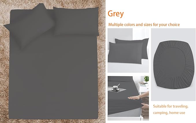 AEHISDHIE Queen Sheet Sets Air Mattress Sheets - 3 Pieces Queen Sheets Sets 16 to 24 inch - Inflate Without Disassembly Convenient & Firm Easy to use Air Mattress (Gray，Queen)
