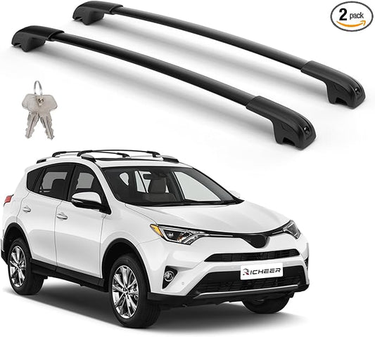 Richeer 300LBS Roof Rack Cross Bars for 2013-2018 RAV4 with Side Rails,Lockable Heavy Duty Aluminum Cross Bar with Anti-Theft Locks for Cargo Racks Rooftop Luggage Carrier Canoe Kayak Bicycle roof Bag