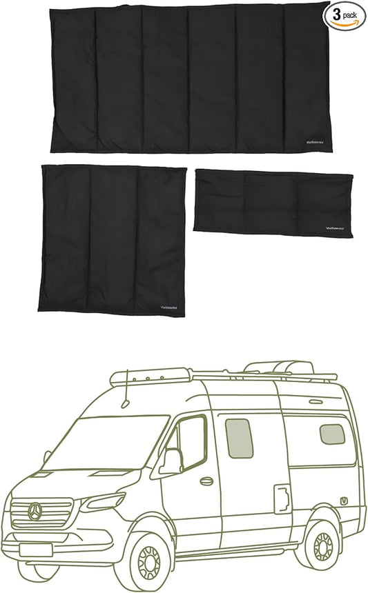 VanEssential Insulated Stealth Blackout Window Pillow Inserts Designed for Winnebago Revel, Black