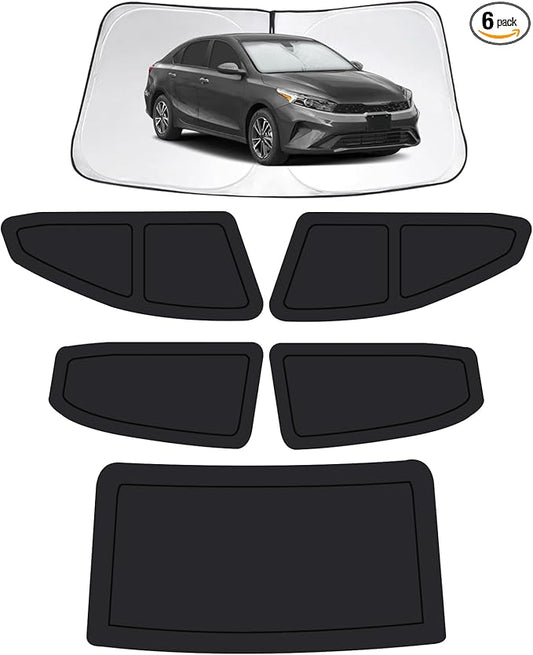 Car Window Shades for Kia Forte 2019-2024, Full Car Window Covers for Privacy, Sunshades for Forte Front Rear Windshield Side Windows to Block UV and Protect Privacy(6pcs)