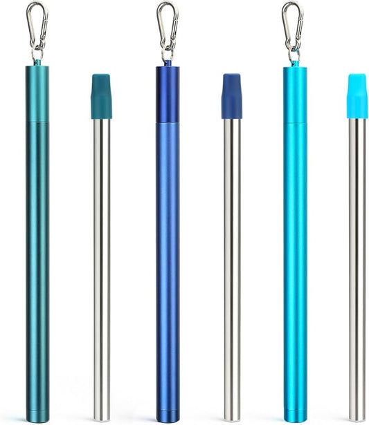 Sursip Portable Water Filter Straw Reusable Stainless Steel Outdoor Emergency Survival Gear for Camping & Hiking Travel Personal Water Purifier Filter Straw(3 Pack)