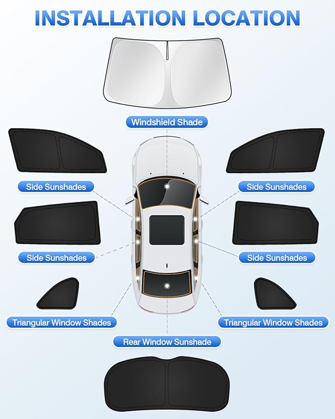Canvcle Sunshades for Hyundai Tucson 2016-2021 Accessories Windshield Sun Shade Side Rear Window Shade Cover Sun Visor Shield Privacy Protection Keep Vehicle Cool Black 8PCS