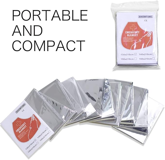 Emergency Mylar Thermal Blankets, Space Blanket Survival kit Camping Blanket, Windproof & Waterproof Shield, High-Visibility Rescue Signal (Pack of 30)