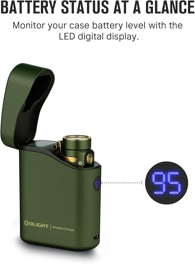 OLIGHT Baton4 Premium Edition EDC Flashlights 1300 Lumens with Type-C Charging Box, Powered By Rechargeable Battery, Small Bright Light IPX8 Waterproof for Emergencies Outdoors (OD Green)