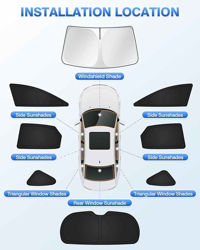 Canvcle Sunshades for Lexus NX 2022-2025 2026 Accessories Windshield Sun Shade Side Rear Window Shade Cover Sun Visor Shield Privacy Protection Keep Vehicle Cool Black 8PCS