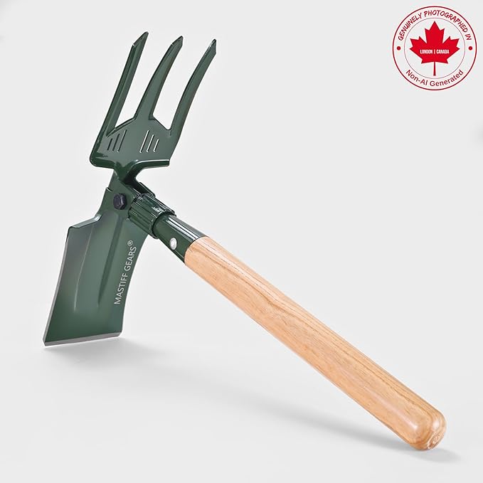 MASTIFF GEARS Folding Shovel - 3-in-1 Multitool (Shovel, Hoe, Cultivator/Fork) | Hoe with Double Sharpened Edges | Military-Grade, 0.61kg Senior-Friendly for Gardening, Fishing, and Outdoor Use