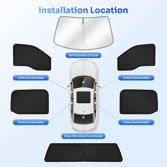 Canvcle Window Shades for Ford F150 2015-2020 F-150 4 Door Accessories Windshield Sun Shade Side Rear Window Cover Sunshade Sun Visor Shield Privacy Protection for Camping Keep Vehicle Cool Black 6PCS