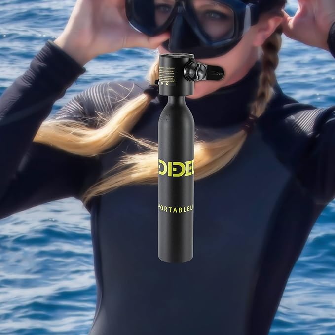 Scuba Tank Diving Gear for Diver, 0.5L Mini Scuba Tank Small Diving Oxygen Cylinder up to 10 Minutes Dive Time, Professional Diving Tank Kit for Underwater Exploration Emergency Rescue Pony Bottle