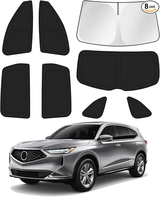 Canvcle Sunshade for 2021-2025 2026 Acura MDX Accessories Windshield Sun Shade Side Rear Window Shade Cover Sun Visor Shield Privacy Protection Keep Vehicle Cool Black 8PCS