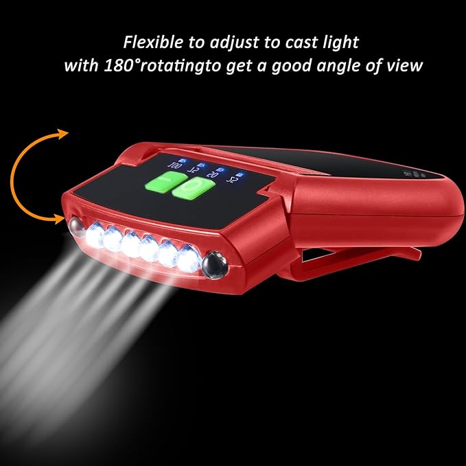 Mudder LED Clip on Cap Lights USB Rechargeable Cap Flashlight Clip Waterproof Ultra Bright Hat Flashlight Headlamp for Fishing Camping Hand Work