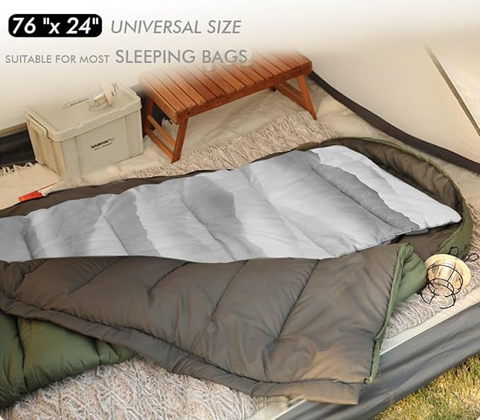 Heated Sleeping Bag pad, Operated by 5V/2A USB Power Supply, 3 Adjustable Temperature Levels, Heated Sleeping Bag Liner for Cold Weather Backpacking or Hiking (Mountains, 76" x 24")