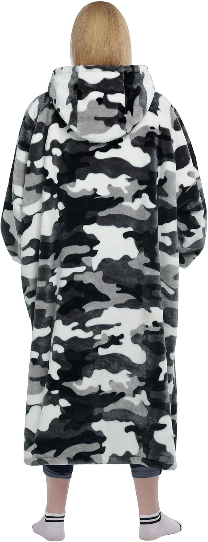 Waitu Wearable Blanket Sweatshirt Gifts for Women and Men, Warm and Cozy Giant Blanket Hoodie, Thick Flannel Blanket with Sleeves and Giant Pocket - Camo