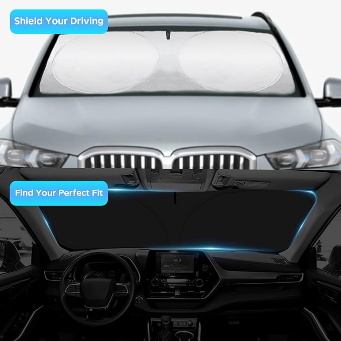 for Challenger Windshield Sun Shade Sunshade for 2019-2024 Dodge Challenger Coupe, SRT Hellcat, Redeye, GT, RT, TA Coupe, Widebody, SXT RT Scat Pack GT Windshield Cover Sun Visor Shield Accessories
