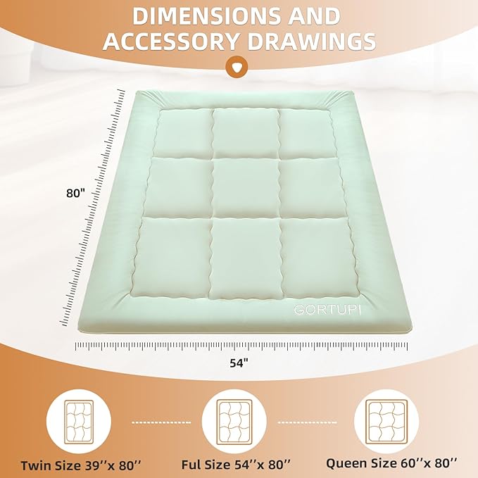 Size Full Japanese Floor Futon Foldable Futon Mattress for Floor Tatami Mattress Portable Rollaway Bed for Guest Playmat for Kids Tatami Sleeping Pad Japanese Mattress for Adults Green A