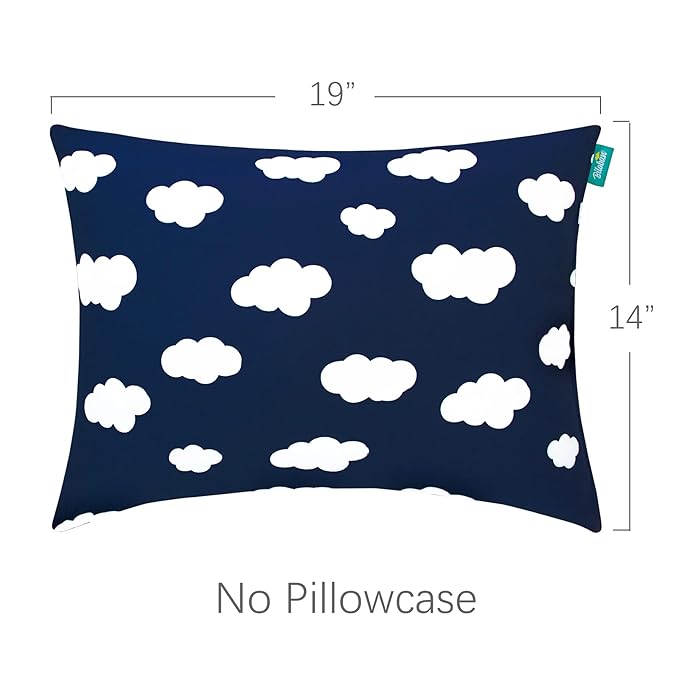 Biloban Toddler Pillow for Sleeping, Kid Pillow 14" x 19" for Small Travel Bed, Nap Pillows, Soft & Skin-Friendly Small Pillows for Sleeping, Toddler Use Only, Age 2 to 5 (Navy Cloud)