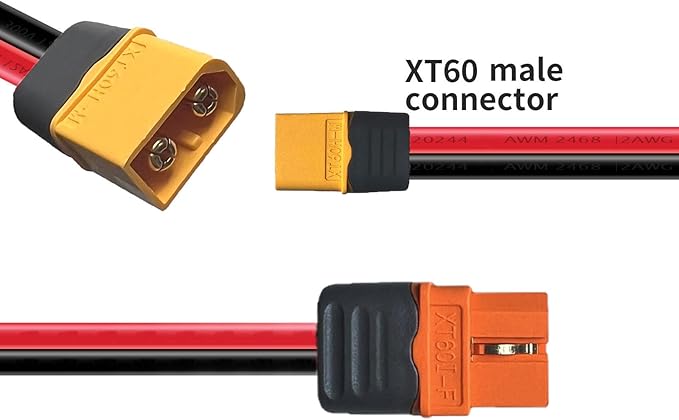 XT60i to XT60 Male Cable 10AWG Extension Cable Compatible for Ecoflow Portable Power Station Solar Generator (5FT)