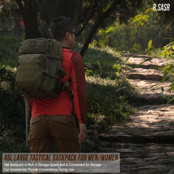 45L Tactical Backpack for Men Women, Military Assault Pack with MOLLE, Large 3 Day Bug Out Bag for Hiking Camping