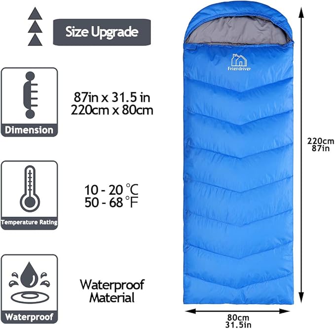 XL Size Upgraded Version of Camping Sleeping Bag 4 Seasons Warm and Cool, Lighter Weight, Adults and Children Can Use Waterproof Camping Bag, Travel and Outdoor Activities