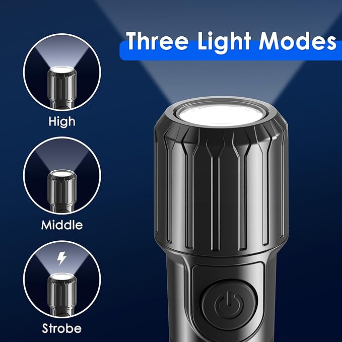 Multi-Function Hand-Powered LED Flashlight, IPX4 Waterproof, Magnetic Base, 3 Lighting Modes, Collapsible & Handheld for Home, Camping, and Hiking