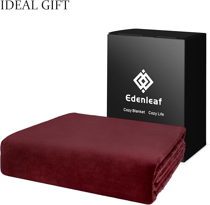 Edenleaf Big Oversized Extra Large Blanket, Huge Fleece 10'x10' Blanket, California King Warm Companion for Whole Family, Bed, Sofa, Couch, Travel, Camping 120x120 Wine