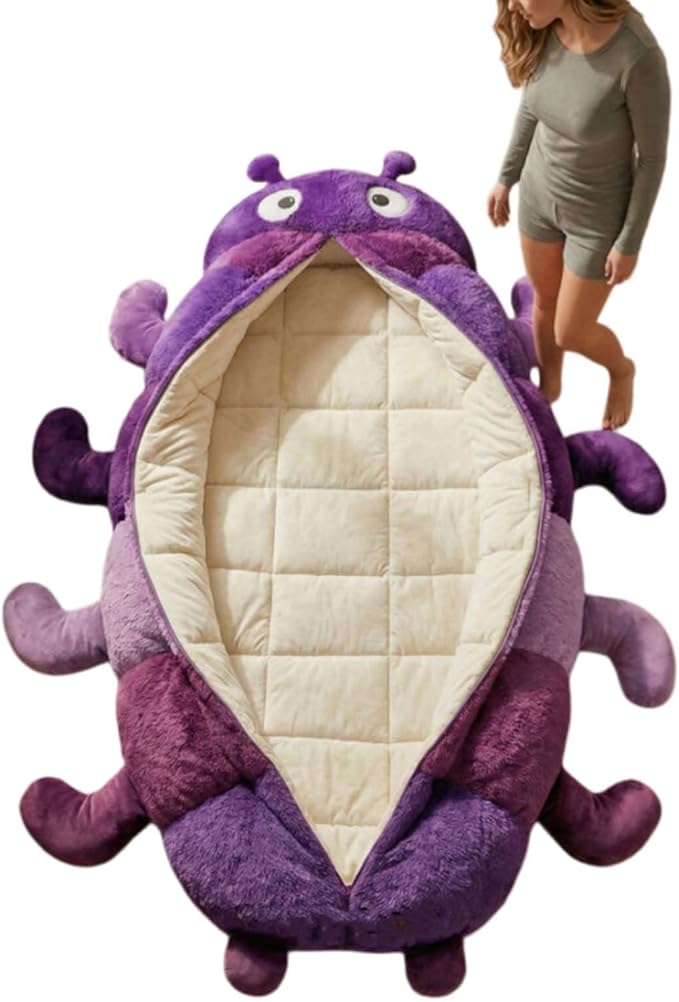Hugging Caterpillar Sleeping Bags, Plush Cocoon Sleeping Bag, Pull Cord Sleeping Bag, Full Body Plush Lounger, Indoor Nap Pod, Cozy Reading Nest, Animal Sleeping Bags for Adults