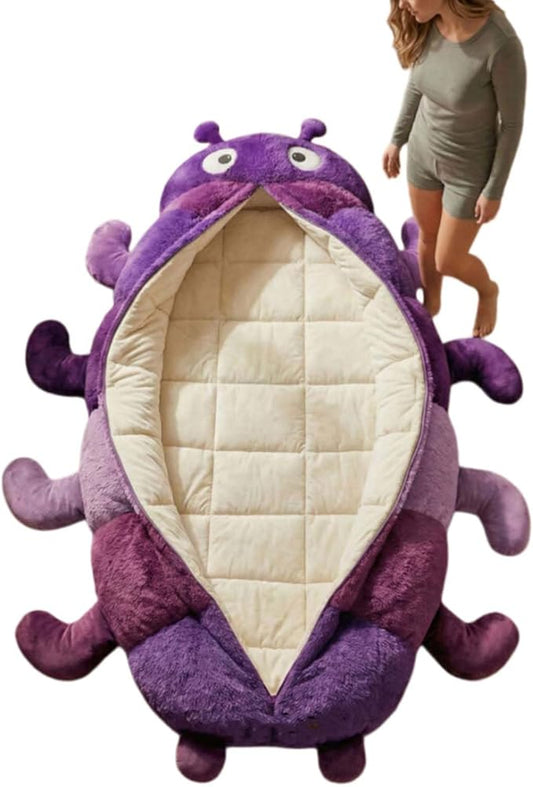 Hugging Caterpillar Sleeping Bags, Plush Cocoon Sleeping Bag, Pull Cord Sleeping Bag, Full Body Plush Lounger, Indoor Nap Pod, Cozy Reading Nest, Animal Sleeping Bags for Adults