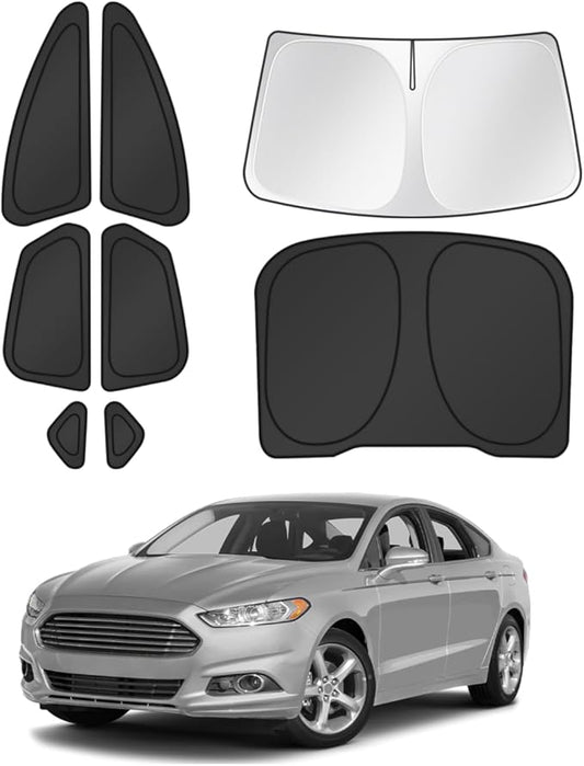Canvcle Window Shades for 2013-2021 Ford Fusion Accessories Windshield Sun Shade Side Rear Window Covers Sunshade Sun Visor Shield Privacy Protection for Camping Keep Vehicle Cool Black 8PCS
