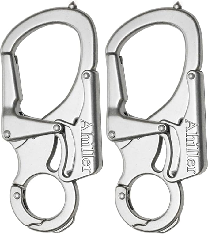 Ahiller Carabiner Keychain Clip, Double Lock Designed - Tungsten Steel Tip, Multifounction Tools for Camping, Hiking, Fishing, Outdoor Survival