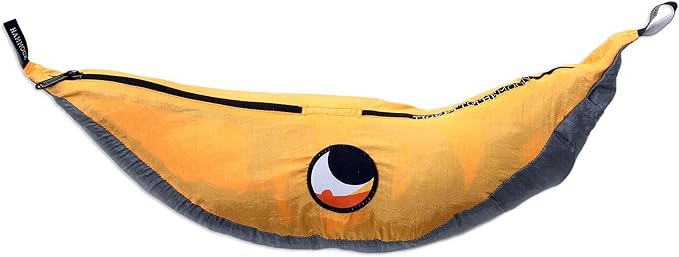 NOVICA Grey with Orange Trim Parachute Portable 1 Person Camping Hammock with Hanging Straps, 'Morning Dreams' (Single)
