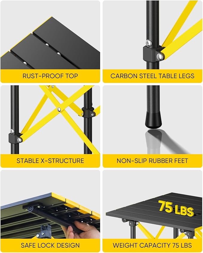 FanttikOutdoor Zeta V11 Pro Camping Table, Portable Folding Roll Up Table with Lightweight Aluminum Top & Carry Bag for Camping, BBQ, Tailgating Party, Picnic, Backyard, Small