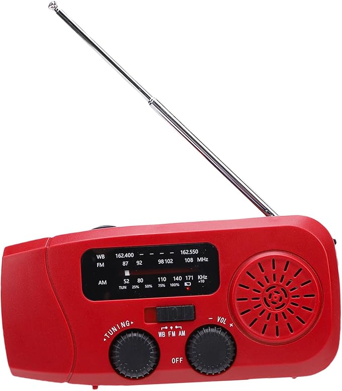 Eujgoov Solar Radio, Emergency Hand Crank Radio with 2000mAh Power Bank and IPX3, for Camping Backpacking Survival Situations and Weather Alerts